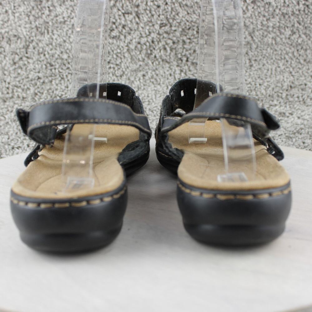 Clarks Collection Leisa Strappy Comfort Sandals Black Leather Womens 9 - Picture 4 of 7